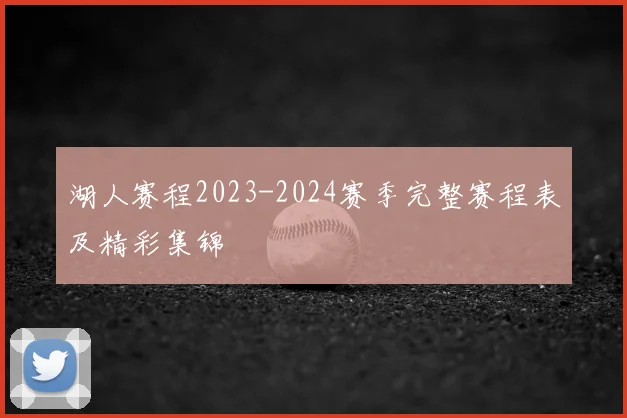 湖人赛程2023-2024赛季完整赛程表及精彩集锦